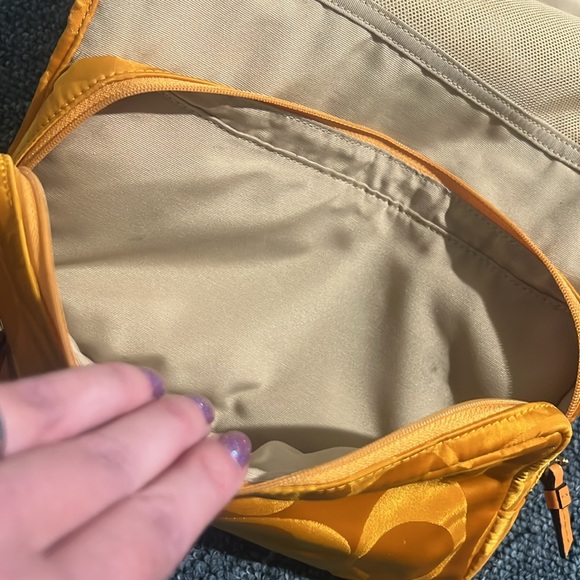 Coach Orange travel, toiletries vacation cosmetic Bag vintage yellow, rare big C - Picture 4 of 13